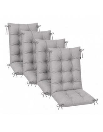 4er Set Gartenstuhl Hochlehner Auflagen | Wasserabweisend | 120x50x10 cm | Grau