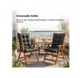 4er Set Gartenstuhl Hochlehner Auflagen | Wasserabweisend | 120x50x10 cm | Grau
