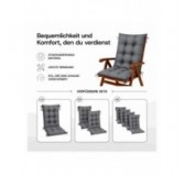 4er Set Gartenstuhl Hochlehner Auflagen | Wasserabweisend | 120x50x10 cm | Grau