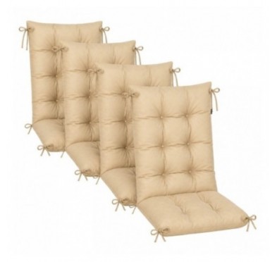 4er Set Gartenstuhl Hochlehner Auflagen | Wasserabweisend | 120x50x10 cm | Beige