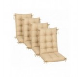 4er Set Gartenstuhl Hochlehner Auflagen | Wasserabweisend | 120x50x10 cm | Beige