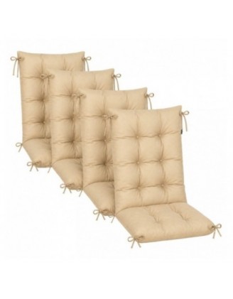 4er Set Gartenstuhl Hochlehner Auflagen | Wasserabweisend | 120x50x10 cm | Beige