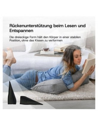 Rückenkissen gesteppt | Lesekissen für Bett oder Sofa | 70x50x20 cm | Beige