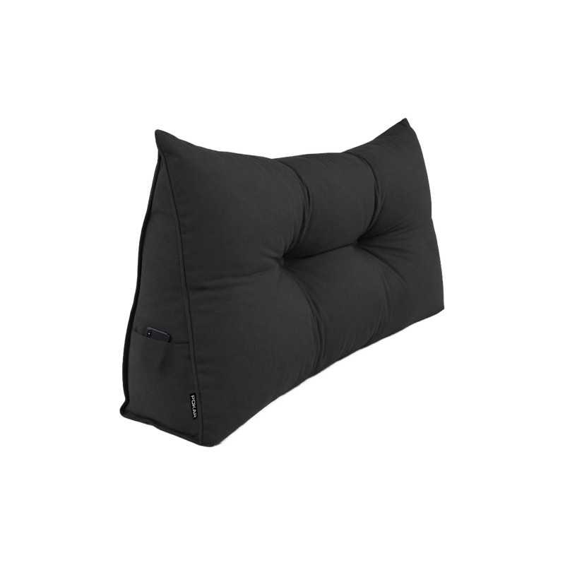 Rückenkissen gesteppt | Lesekissen für Bett oder Sofa | 70x50x20 cm | Schwarz