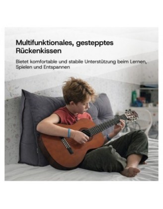 Rückenkissen gesteppt | Lesekissen für Bett oder Sofa | 70x50x20 cm | Anthrazit