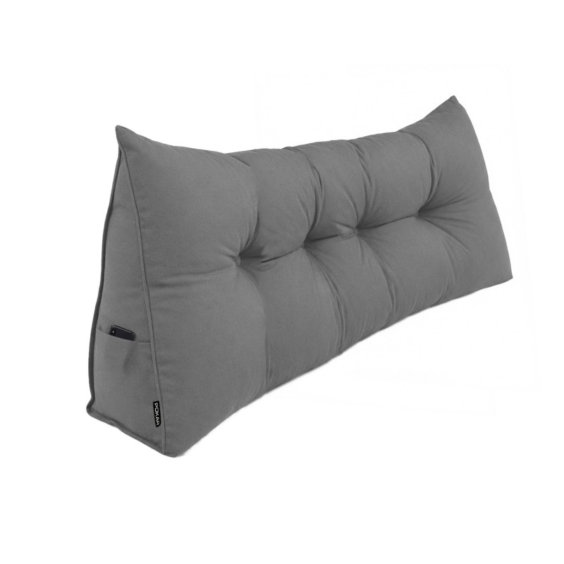 Rückenkissen gesteppt | Lesekissen für Bett oder Sofa | 200x50x20 cm | Grau