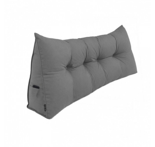 Rückenkissen gesteppt | Lesekissen für Bett oder Sofa | 200x50x20 cm | Grau