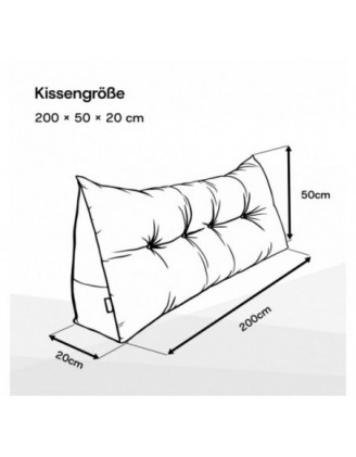 Rückenkissen gesteppt | Lesekissen für Bett oder Sofa | 200x50x20 cm | Grau