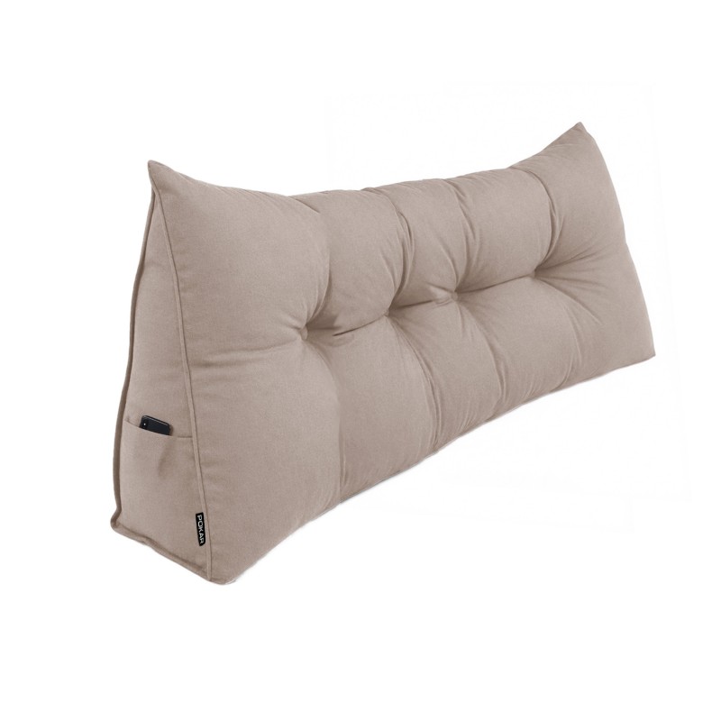 Rückenkissen gesteppt | Lesekissen für Bett oder Sofa | 200x50x20 cm | Beige