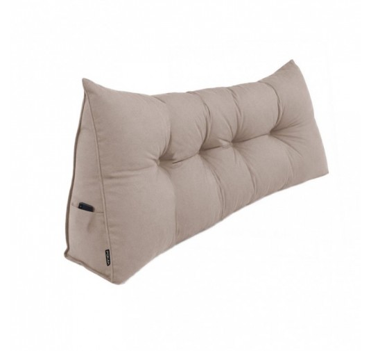 Rückenkissen gesteppt | Lesekissen für Bett oder Sofa | 200x50x20 cm | Beige