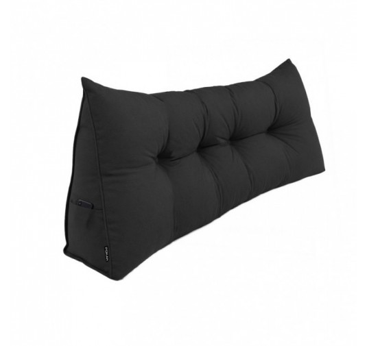 Rückenkissen gesteppt | Lesekissen für Bett oder Sofa | 200x50x20 cm | Schwarz