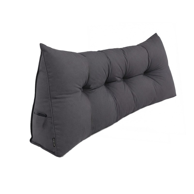 Rückenkissen gesteppt | Lesekissen für Bett oder Sofa | 200x50x20 cm | Anthrazit