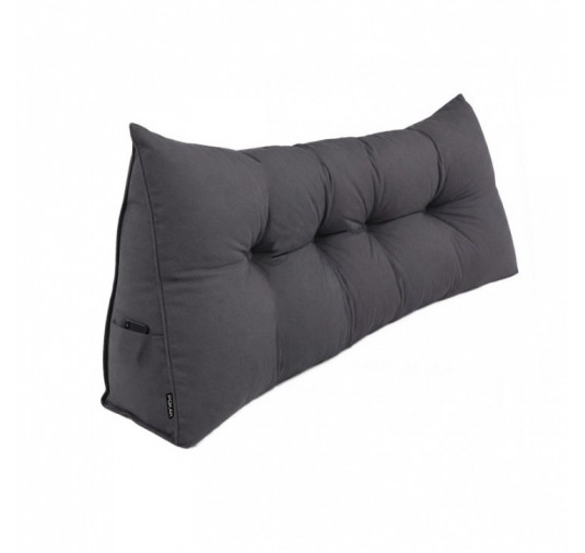 Rückenkissen gesteppt | Lesekissen für Bett oder Sofa | 200x50x20 cm | Anthrazit