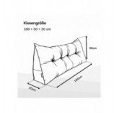 Rückenkissen gesteppt | Lesekissen für Bett oder Sofa | 180x50x20 cm | Grau