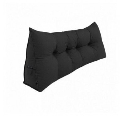 Rückenkissen gesteppt | Lesekissen für Bett oder Sofa | 180x50x20 cm | Schwarz