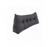 Rückenkissen gesteppt | Lesekissen für Bett oder Sofa | 180x50x20 cm | Anthrazit