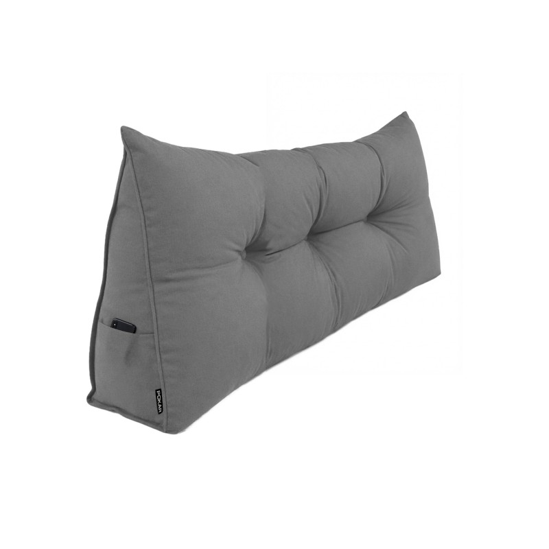 Rückenkissen gesteppt | Lesekissen für Bett oder Sofa | 160x50x20 cm | Grau