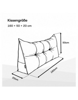 Rückenkissen gesteppt | Lesekissen für Bett oder Sofa | 160x50x20 cm | Beige