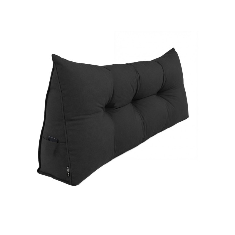 Rückenkissen gesteppt | Lesekissen für Bett oder Sofa | 160x50x20 cm | Schwarz