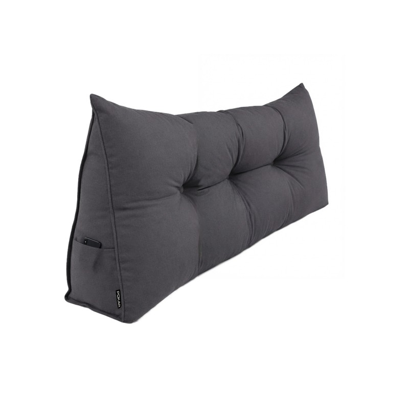 Rückenkissen gesteppt | Lesekissen für Bett oder Sofa | 160x50x20 cm | Anthrazit
