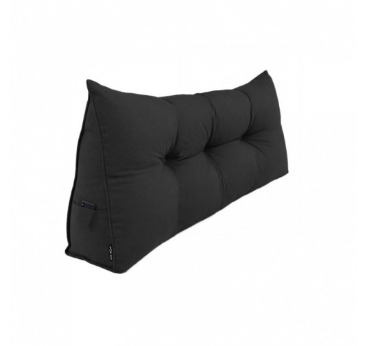 Rückenkissen gesteppt | Lesekissen für Bett oder Sofa | 140x50x20 cm | Schwarz