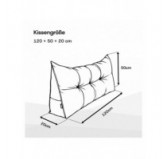 Rückenkissen gesteppt | Lesekissen für Bett oder Sofa | 120x50x20 cm | Grau