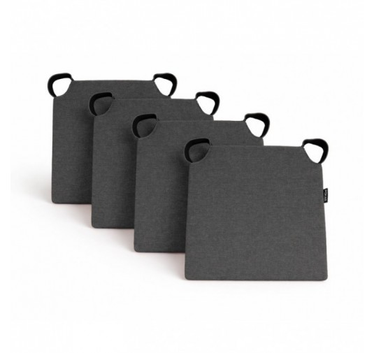 4er Set Stuhlkissen mit Klettverschluss | 41x35x40 cm | Farbe Anthrazit