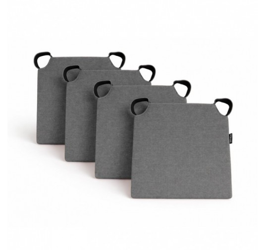 4er Set Stuhlkissen mit Klettverschluss | 41x35x40 cm | Farbe Grau