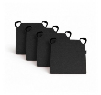 4er Set Stuhlkissen mit Klettverschluss | 41x35x40 cm | Farbe Schwarz
