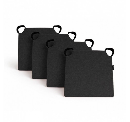 4er Set Stuhlkissen mit Klettverschluss | 41x35x40 cm | Farbe Schwarz