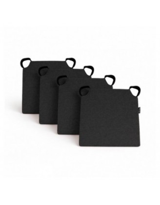 4er Set Stuhlkissen mit Klettverschluss | 41x35x40 cm | Farbe Schwarz