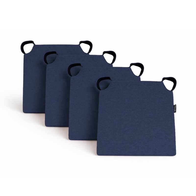 4er Set Stuhlkissen mit Klettverschluss | 41x35x40 cm | Farbe Dunkelblau