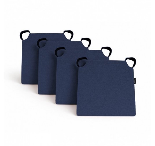 4er Set Stuhlkissen mit Klettverschluss | 41x35x40 cm | Farbe Dunkelblau