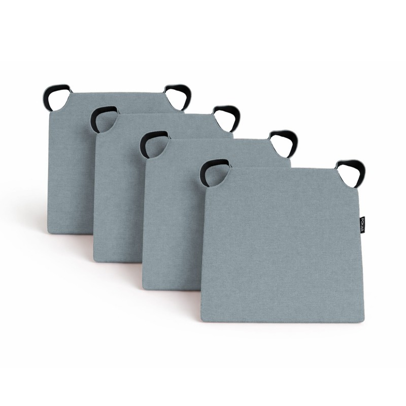 4er Set Stuhlkissen mit Klettverschluss | 41x35x40 cm | Farbe Blau