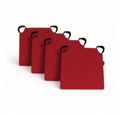 4er Set Stuhlkissen mit Klettverschluss | 41x35x40 cm | Farbe Rot