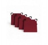 4er Set Stuhlkissen mit Klettverschluss | 41x35x40 cm | Farbe Bordeauxrot