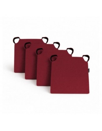 4er Set Stuhlkissen mit Klettverschluss | 41x35x40 cm | Farbe Bordeauxrot