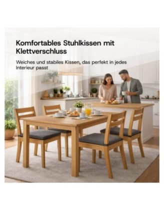 4er Set Stuhlkissen mit Klettverschluss | 41x35x40 cm | Farbe Bordeauxrot