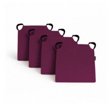 4er Set Stuhlkissen mit Klettverschluss | 41x35x40 cm | Farbe Violett