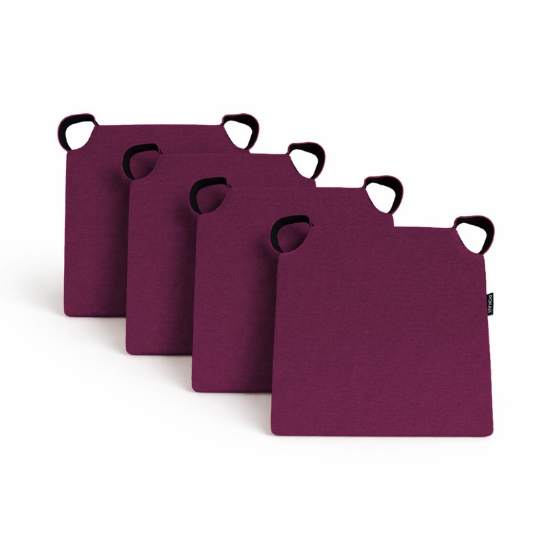 4er Set Stuhlkissen mit Klettverschluss | 41x35x40 cm | Farbe Violett