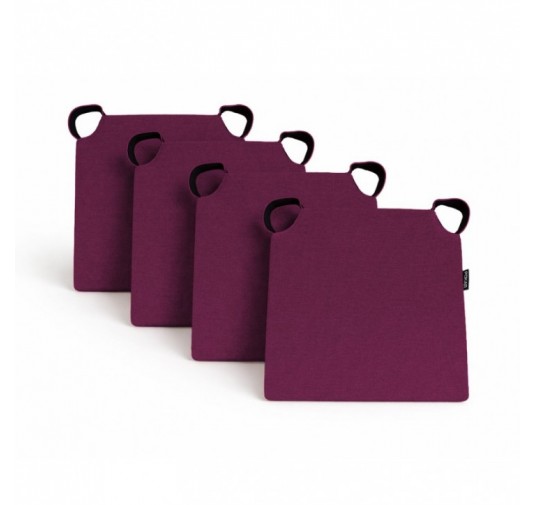 4er Set Stuhlkissen mit Klettverschluss | 41x35x40 cm | Farbe Violett