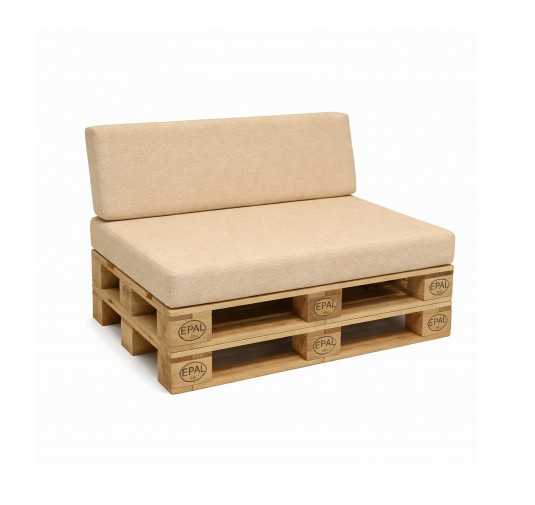 2er Set Palettenkissen - Sitzkissen 120x80 + Rückenkissen 120x40, Beige