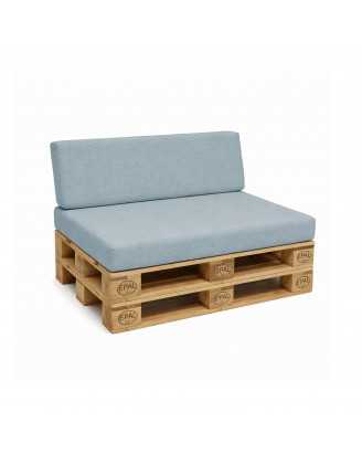 2er Set Palettenkissen - Sitzkissen 120x80 + Rückenkissen 120x40, Blau
