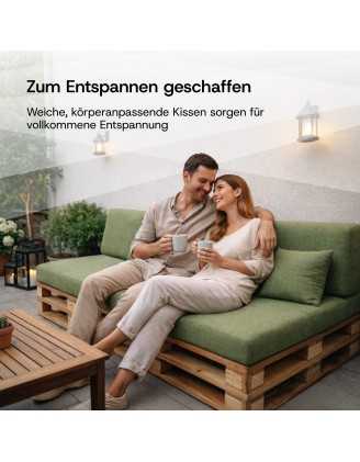 2er Set Palettenkissen - Sitzkissen 120x80 + Rückenkissen 120x40, Blau