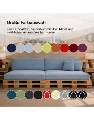 2er Set Palettenkissen - Sitzkissen 120x80 + Rückenkissen 120x40, Blau