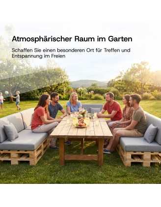 2er Set Palettenkissen - Sitzkissen 120x80 + Rückenkissen 120x40, Blau