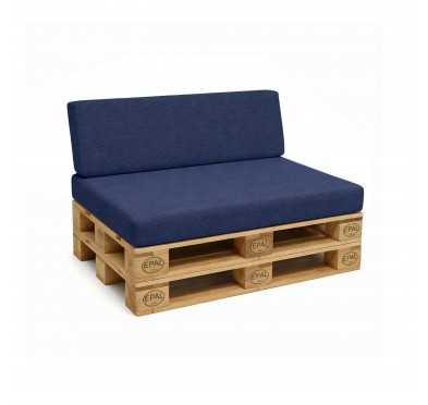 2er Set Palettenkissen - Sitzkissen 120x80 + Rückenkissen 120x40, Dunkelblau