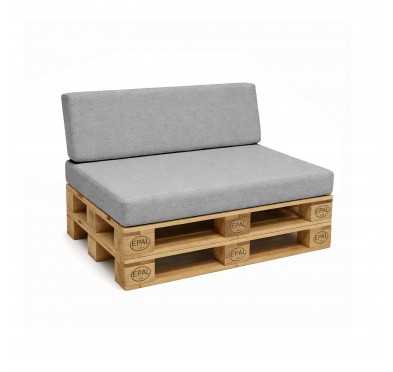 2er Set Palettenkissen - Sitzkissen 120x80 + Rückenkissen 120x40, Grau