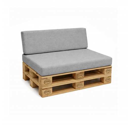 2er Set Palettenkissen - Sitzkissen 120x80 + Rückenkissen 120x40, Grau