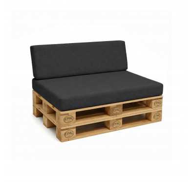 2er Set Palettenkissen - Sitzkissen 120x80 + Rückenkissen 120x40, Anthrazit
